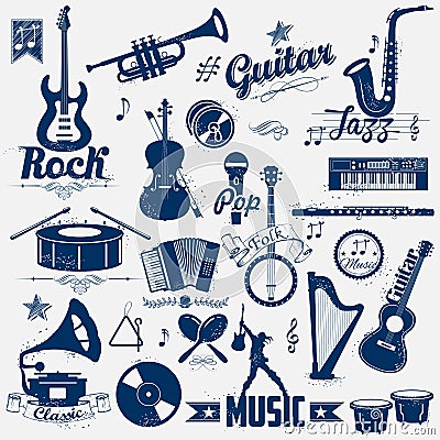 Retro music label Vector Illustration