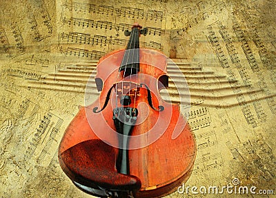 Retro musical grunge violin background Stock Photo