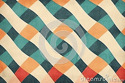 Retro muted colors abstract checkerboard pattern grainy texture background Stock Photo
