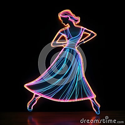 Retro neon dance sign vibrant glow on a stylish dark background Stock Photo
