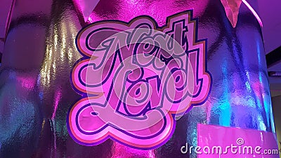 Retro neon sign with the text Next Level Stock Photo