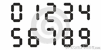 Retro old digital watch clock display numbers background vector Vector Illustration