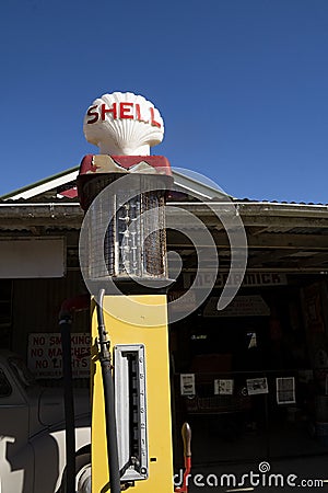 Retro old fashioned vintage fuel pump. Editorial Stock Photo