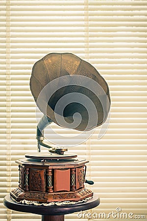 Retro old gramophone. Stock Photo