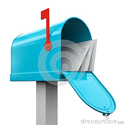 Retro open blue mailbox Stock Photo