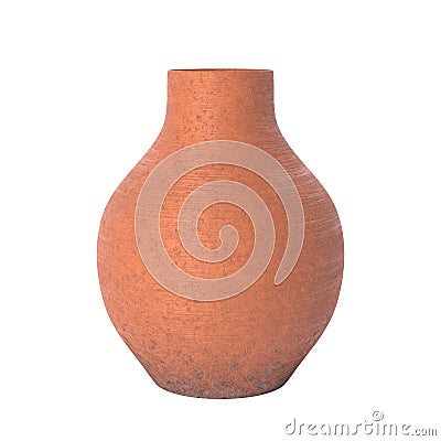 Retro Orange Clay Ceramic Pot Vase. 3d Rendering Stock Photo