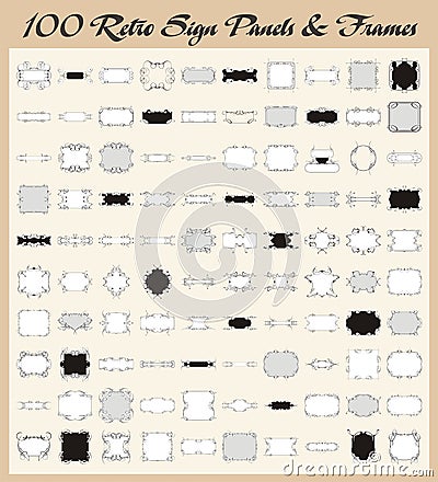 Retro Ornamental Frames and Panels Set Stock Photo