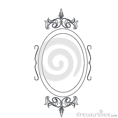 Retro oval frame classic ornate element line design Vector Illustration