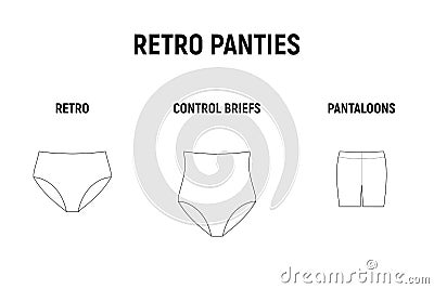 Retro panties set. Vector Illustration