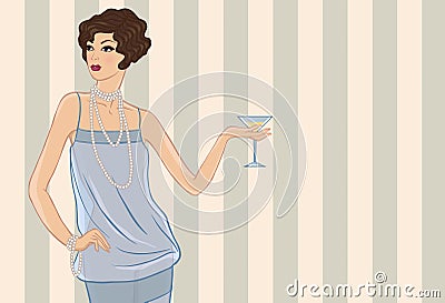 Retro party girl. Vector illustration for your Vector Illustration