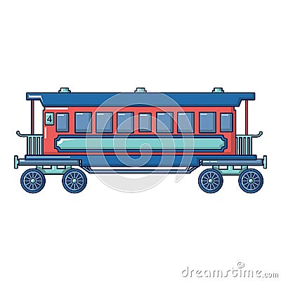 Retro passenger wagon icon, cartoon style Vector Illustration