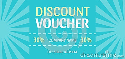 Retro pastel discount voucher with sea blue background Vector Illustration