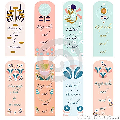 Retro pastel flower bookmarks. Vector elements Vector Illustration
