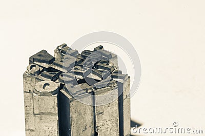 Retro patchwork metal word love Stock Photo