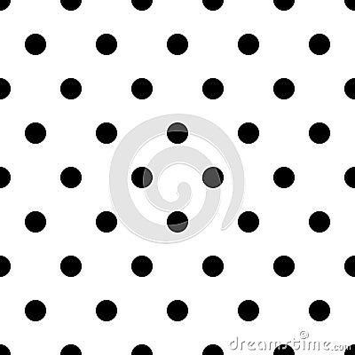 Retro pattern with black polka dots on white background Vector Illustration