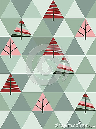 Retro pattern of geometric christmas trees Stock Photo