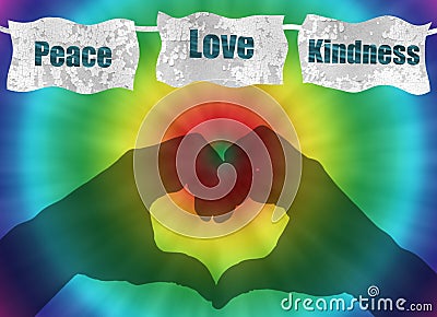 Download Retro Peace, Love And Kindness Image With Tie-dye Stock ...