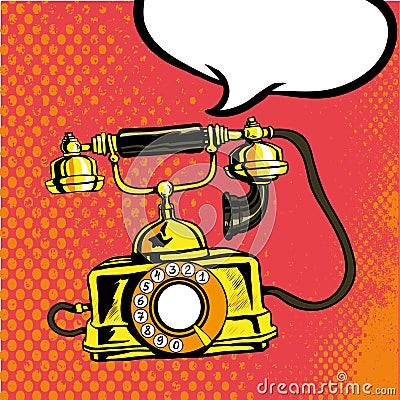 Retro phone ringing. Vector illustration in comic pop art style Vector Illustration