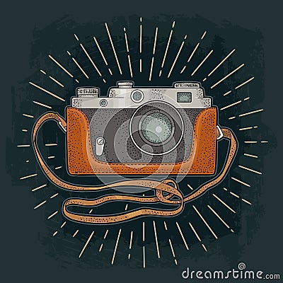Retro photo camera with ray. Vector illustration Vector Illustration