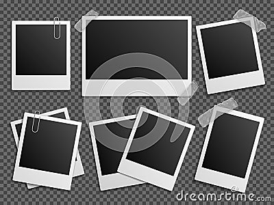 Retro photo polaroid frames vector set for family album Vector Illustration