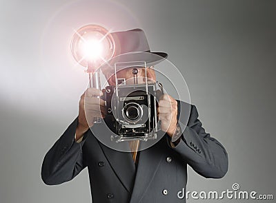 Retro Photographer Stock Photo