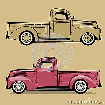 Retro pickup truck Vector Illustration