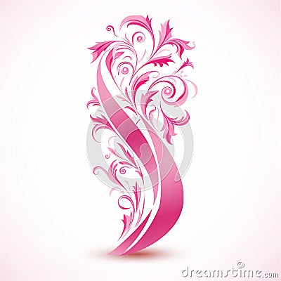 Retro pink ribbon on eggshell white Stock Photo