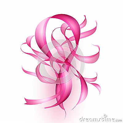 Retro pink ribbon on eggshell white Stock Photo