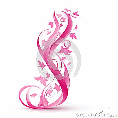 Retro pink ribbon on eggshell white Stock Photo