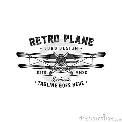 Retro plane logo design inspiration - Retro aircraft logo design inspiration Vector Illustration