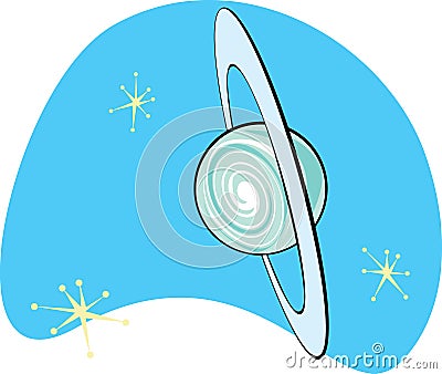 Retro Planet Uranus Vector Illustration