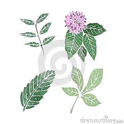 retro plants illusration Vector Illustration