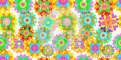 Retro pop art springtime flowers Vector Illustration