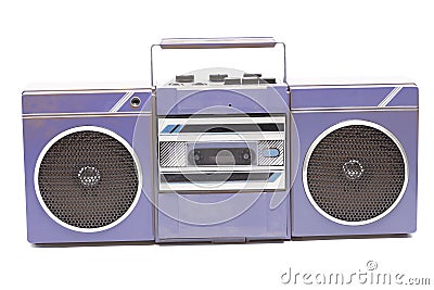 Retro portable stereo cassette tape recorder from 80s Stock Photo