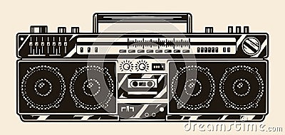 Retro portable tape recorder Vector Illustration