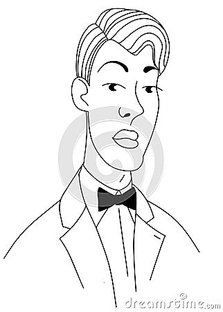 Retro portrait of a handsome Gatsby man. Vector Illustration
