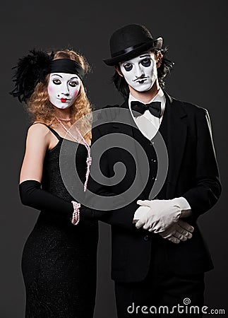 Retro portrait of mimes Stock Photo