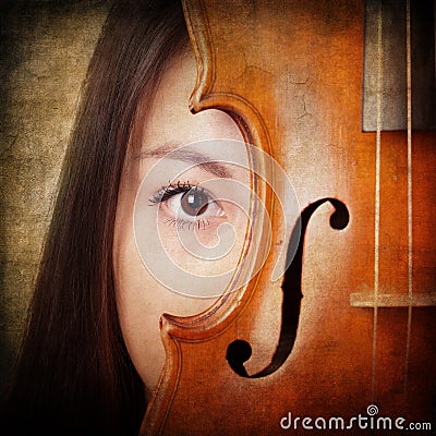 Retro portrait with violin Stock Photo