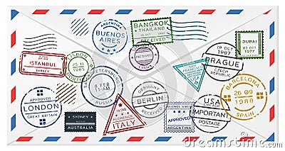 Retro Postal Envelope Template Vector Illustration