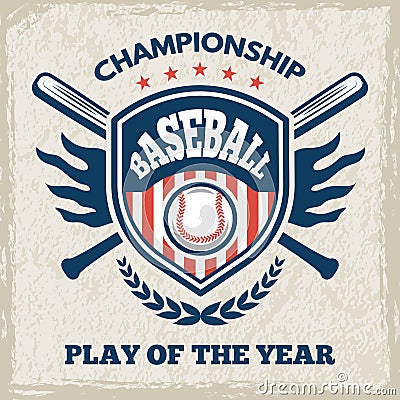Retro poster for baseball club. Sport emblem in vector style Vector Illustration