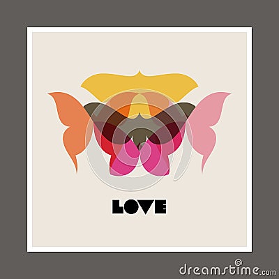 Retro poster with butterflies and moths Vector Illustration