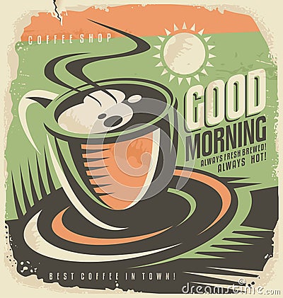 Retro poster design template for coffee shop Vector Illustration