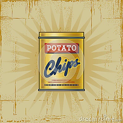 Retro Potato Chips Can Vector Illustration