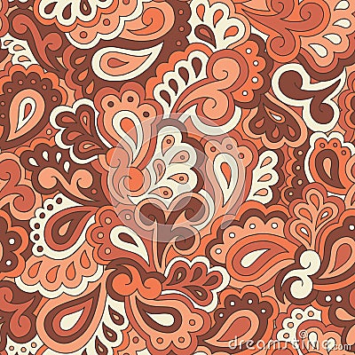 Retro Psychedelic Swirls and Paisleys Vector Seamless Pattern Vector Illustration