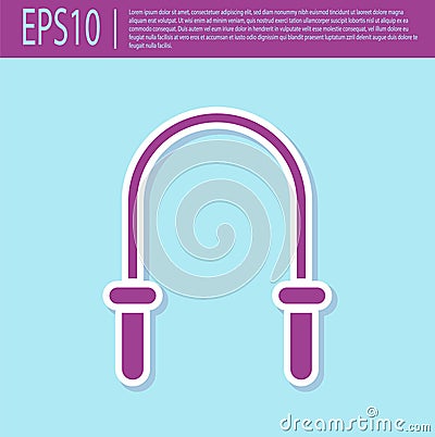 Retro purple Jump rope icon isolated on turquoise background. Skipping rope. Sport equipment. Vector Vector Illustration