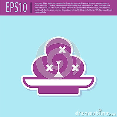 Retro purple Olives on plate icon isolated on turquoise background. Vector Vector Illustration
