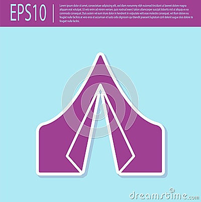 Retro purple Tourist tent icon isolated on turquoise background. Camping symbol. Vector Illustration Vector Illustration