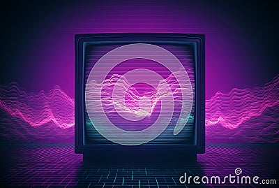 Retro purple wave tv. Generate ai Stock Photo