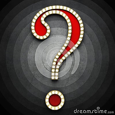 Retro question mark with neon lights Stock Photo