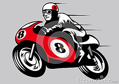 Retro racing motorbike Vector Illustration